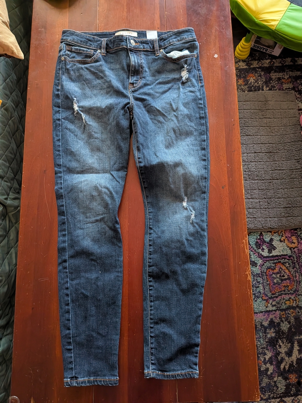 eunina Dark Blue Ripped Skinny Jeans